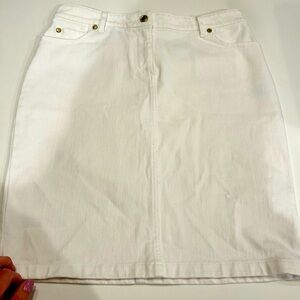 J. McLaughlin preppy classic summer white‎ denim mini knee length skirt size 4